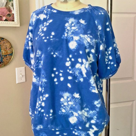 SONOMA Goods for Life BLUE tie dye Soft Cotton stretch Tunic Sweatshirt *MEDIUM* - Picture 2 of 7